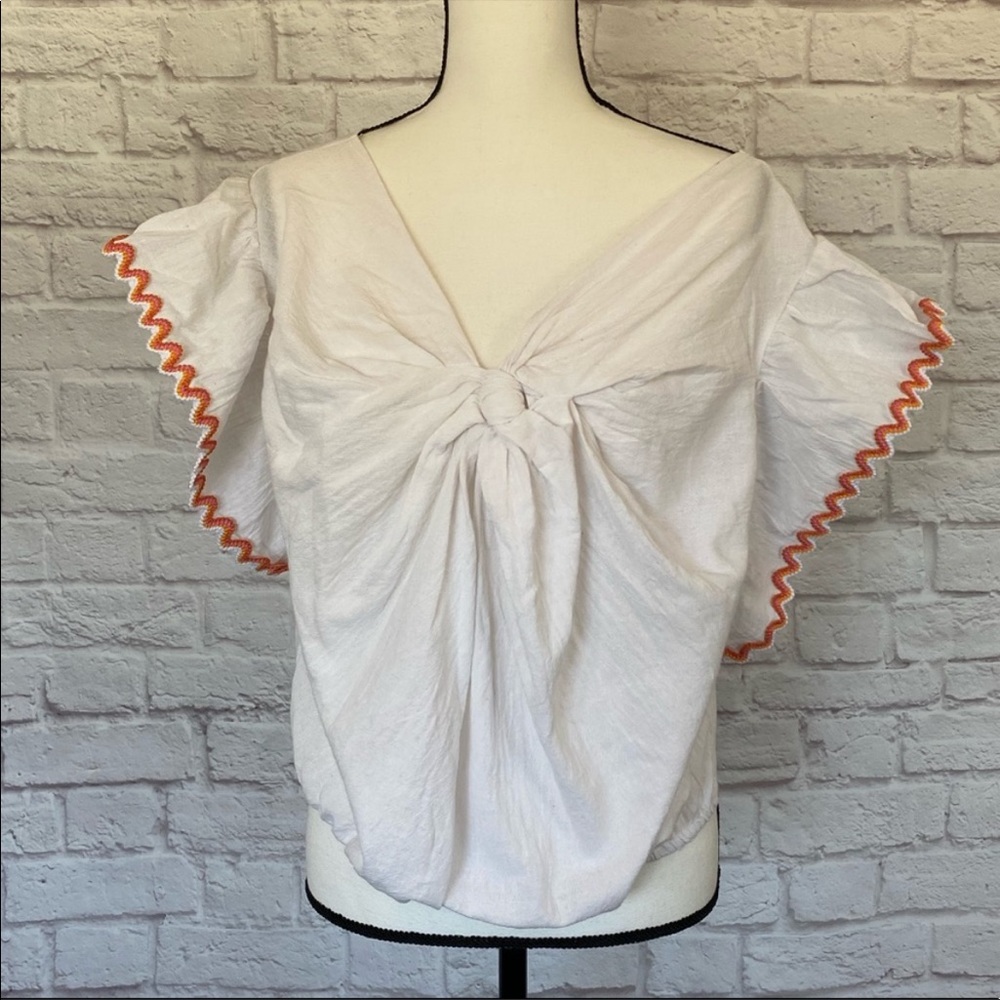 NWT Line And Dot Beaded Sleeve Top - Picture 1 of 9